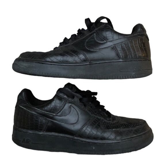 VINTAGE 2005 Nike Air Force 1 Premium Crocodile Black Size 8.5 - Picture 1 of 14
